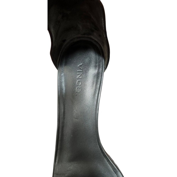 VINCE Raine Black Leather Ankle Strap City Sandals Open Toe Heels Lizard… - Picture 10 of 14